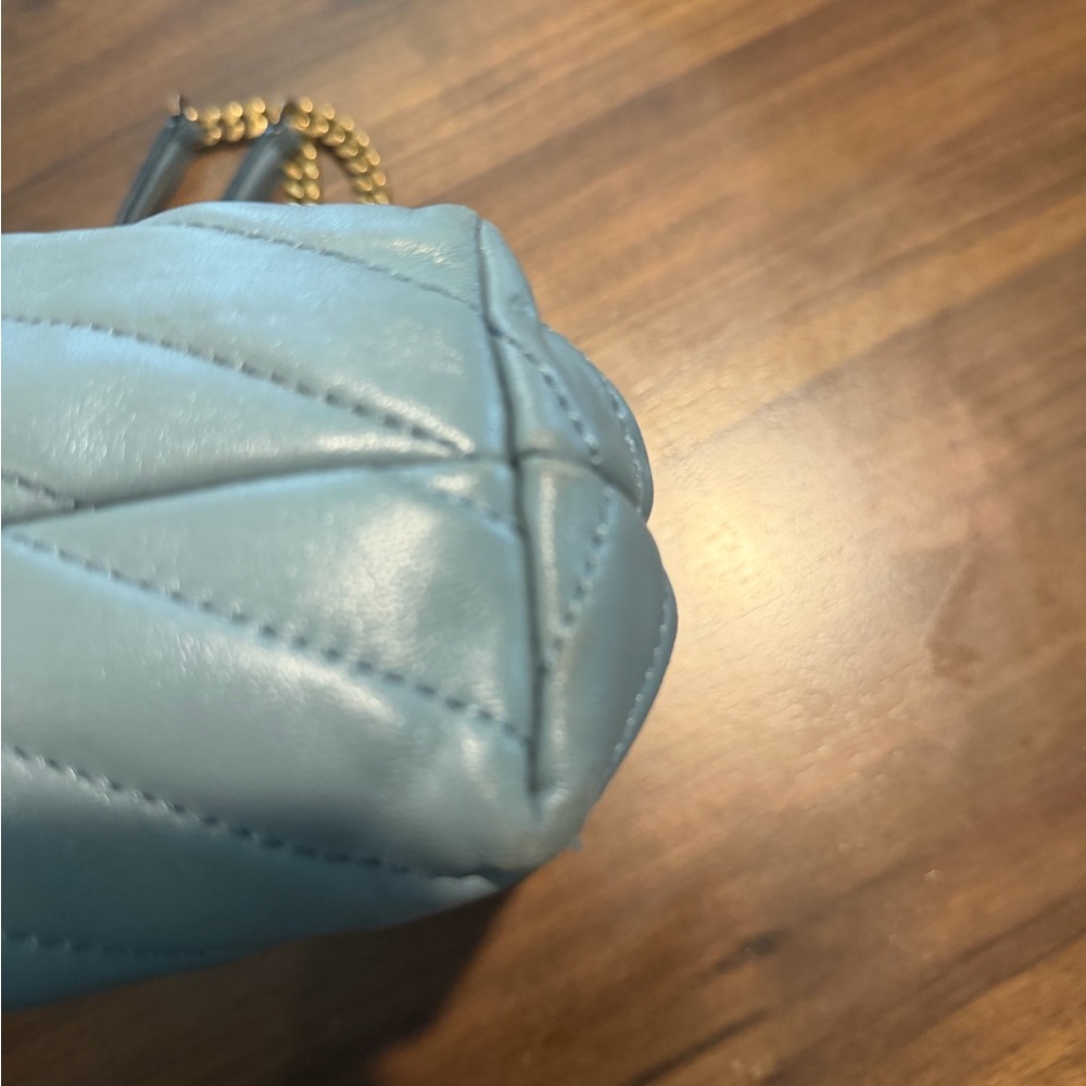 Tory Burch Quilted Leather Chain Shoulder Bag in Pale Blue with Gold Hardware - Picture 12 of 13